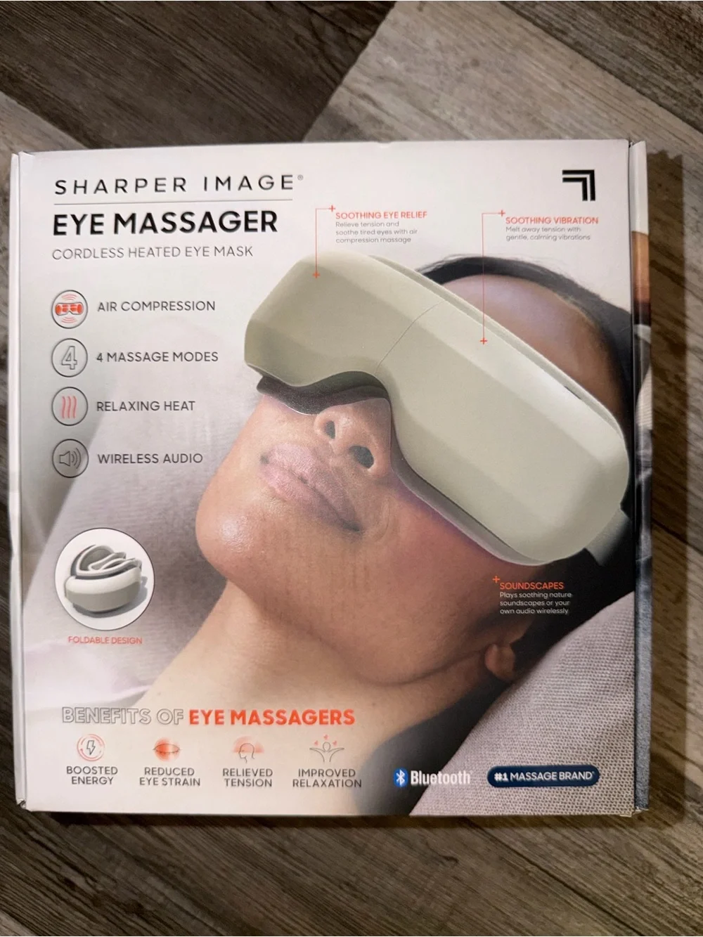 Sharper Image Cordless Heated Eye Massager - Gray with Pink Trim
